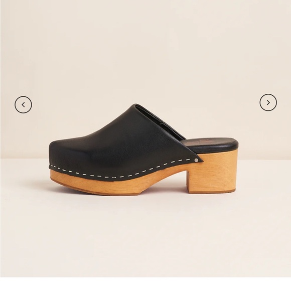 Charlotte Stone Black Leather Clogs - Picture 1 of 6
